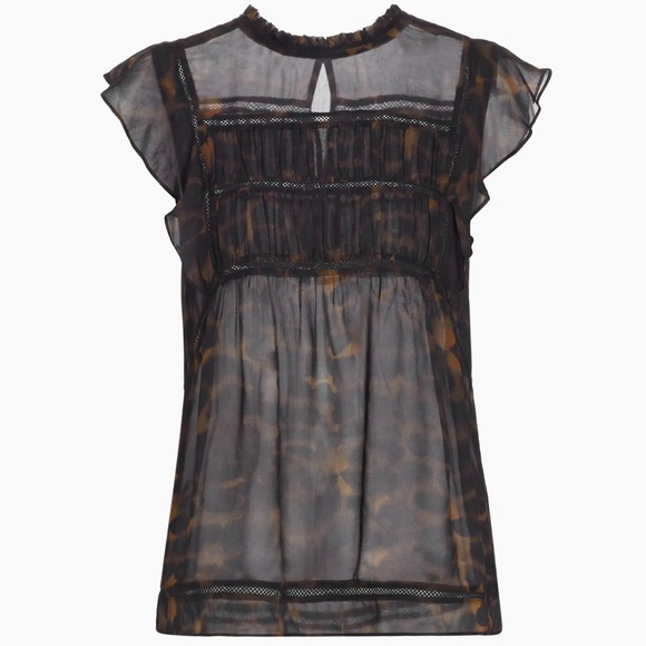 NWT Rails Filomena ruffle sleeveless blouse in Umber Leopard - Picture 10 of 10